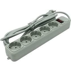 Сетевой фильтр ExeGate SP-5-3G 5 евророзетки с заземлением, 3м, защита от перегрузки, выключатель с подсветкой, серый EX221186RUS