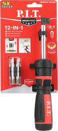 Набор бит P.I.T. HSDR04-0012B 12 предметов рукоятка с трещоткой, биты 12шт, держатель