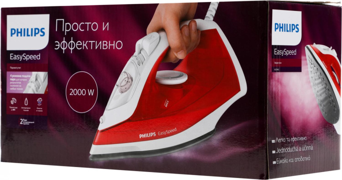 PHILIPS GC1742/40 Утюг, 2000 Вт,90 г, красный