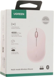 Мышка компьютерная беспроводная UGREEN M331 65625 Multi-mode Wireless Mouse BT&GHz. Цвет: розовый