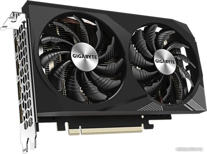 Видеокарта Gigabyte GeForce RTX 3050 Windforce OC V2 8G GV-N3050WF2OCV2-8GD 8 ГБ GDDR6, 1550 МГц / 1792 МГц, 2560sp, 20 RT-ядер, трассировка лучей, 128 бит, 2 слота, питание 8 pin, HDMI, DisplayPort