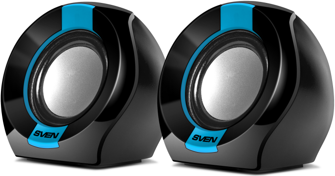Акустика Sven 150 Black-Blue (2x2.5 Вт, 100-20000 Гц, USB, 75x75x75 мм, регулировка уровня громкости на кабеле)
