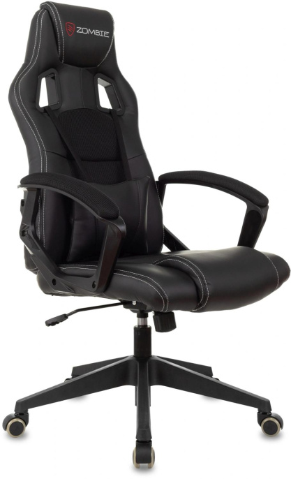 Кресло игровое ZOMBIE Arena, ткань/экокожа, до 120кг, черный (ZOMBIE ARENA BLACK)