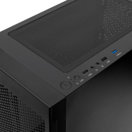 Корпус без блока питания/ Case HSPD M540, Mesh Mid Tower, Black, TG, 0.45 SPCC, no fans, ATX, mATX, mITX, 160/300/150mm, 2x2.5", 2x3.5", 7xPCI, 1xUSB-A 3.0, 2xUSB-A 2.0, 365x216x405mm (M540-TGBK)