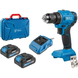 Аккумуляторная дрель-шуруповерт BULL SR 1803 в коробке, XLTpro бесщеточная, 2x2 Ач, 18 В, 45 Нм, БЗП 10 мм 1329602
