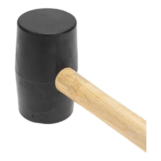 Kranz KR-12-8145 Киянка резиновая 910 г, черная резина, деревянная рукоятка