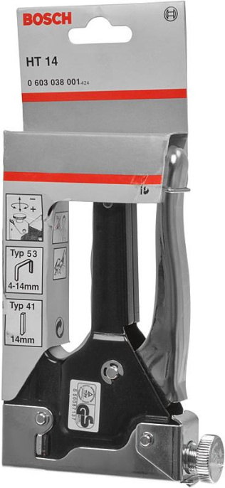 Степлер ручной Bosch HT14 скобы тип 53: 11.4мм 4-14мм гвозди тип 41: 14мм 0603038001