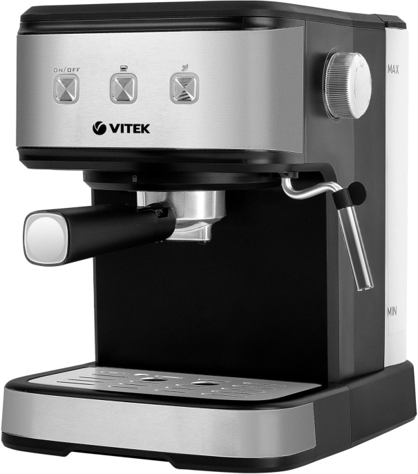 Кофеварка Vitek VT-8470, рожковая, серебристый / черный
