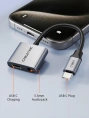 Адаптер CABLETIME CPA1G (CT-CMAC-AG) USB C на 3,5 мм аудио+USB C PD 60 Вт