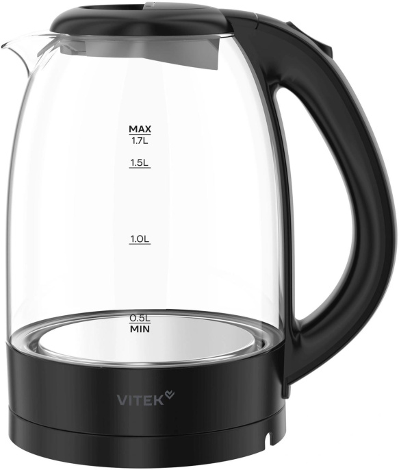 Чайник электрический Vitek VT-WK1012 1.7л. 2200Вт черный корпус: стекло