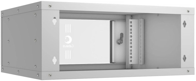 Cabeus WSC-05D-4U55/45 Шкаф телекоммуникационный настенный 19" 4U, серия LIGHT разборный, дверь стекло, цвет серый