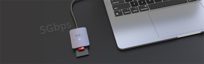 NETAC Картридер Netac WK12 WK12GYCN USB3.2 SD, SDHC, SDXC, microSD, microSDHC, microSDXC, Серебристый