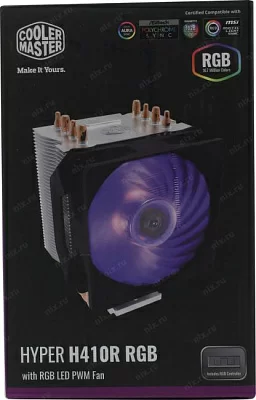 Кулер для процессора Cooler Master. Cooler Master CPU Cooler Hyper H410R, 600-2000 RPM, RGB fan, 100W, Full Socket Support