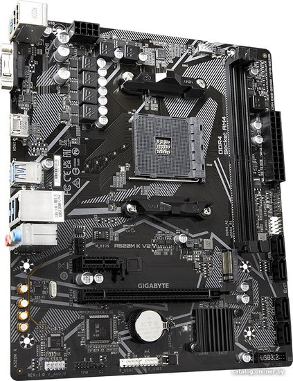 Материнская плата GigaByte A520M K V2 rev. 1.1 mATX, 23.3cmx19.8cm, AMD A520, 2xDDR4 DIMM, 5100МГц, до 64 Гб, звук 7.1, 4xSATA3.0 6Gb/s , 1xM.2, 1xPCIe3.0x16, 1xPCIe3.0x1