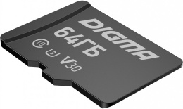 Карта памяти microSDXC UHS-I U3 Digma 64 ГБ, 80 МБ/с, Class 10, CARD30,  1 шт., переходник SD [dgfca064a03]