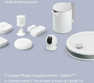 Умная колонка Yandex Станция Миди YNDX-00054PNK Алиса малиновый 24W 1.0 BT/Wi-Fi 10м