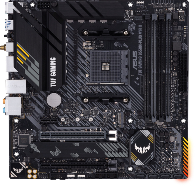 Материнская плата ASUS TUF GAMING B550M-PLUS WIFI II 90MB19Y0-M0EAY0 AMD B550, 4xDDR4 DIMM, 2133-4866 МГц, 1 x PCIe 3.0 x16, 1хM.2, 4 x SATA 6Gb/s, 2 x USB 3.2 Gen 2, 4 x USB 3.2 Gen 1, 2 x USB 2.0, 1 x DisplayPort, 1 x HDMI, microATX