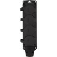 Rexant 111-224 Розетка колодка влагозащищенная с крышкой 4 гнезда COMPACT, с/з, 16А, IP54, каучук, черная
