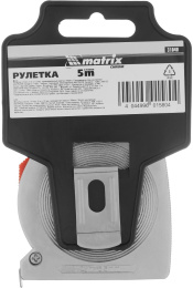 Рулетка строительная Matrix Chrom дл.полотна 5м изм.шкала в см зацеп простой серый 31040