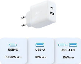 Сетевое зарядное устройство UGREEN USB-A+USB-C 20W PD Charger X227 (45310) White