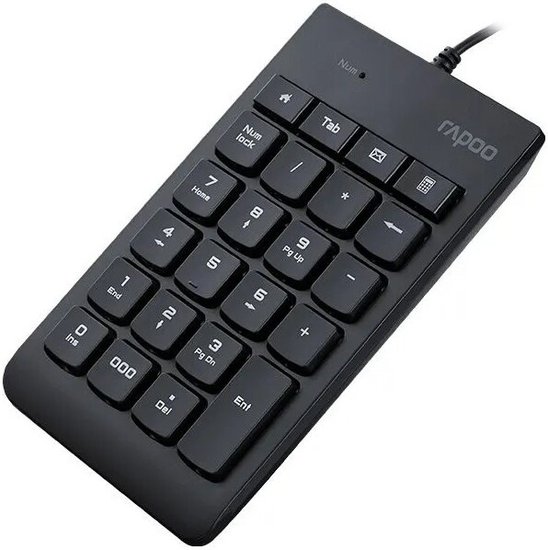 Цифровой блок проводной RAPOO K10-BL, цвет - черный 13323