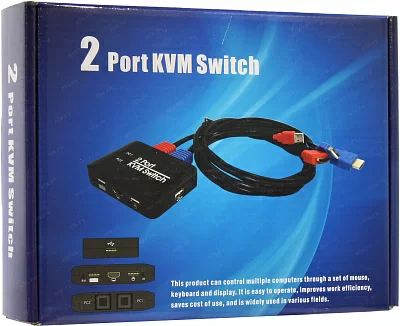 Переключатель Ks-is KS-705 2-port HDMI KVM Switch (клавиатураUSB+мышьUSB+HDMI кабели несъемные)