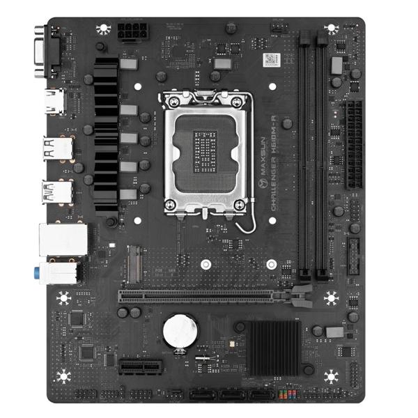 Материнская плата MAXSUN MS-Challenger H610M-R V2, LGA1700, H610, 2*DDR4, 3*SATA3, 1*M.2, USB 3.2, USB 2.0, 1*PCIEx16, 1*PCIEx1, VGA+HDMI, mATX