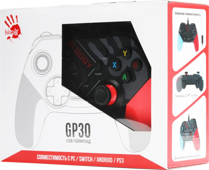 Геймпад проводной A4TECH Bloody GP30 Sports черный [gp30 sports blue]