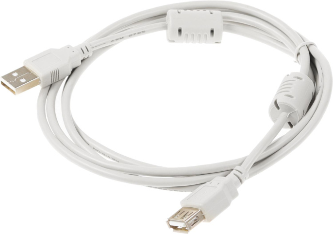 NONAME Кабель Buro USB A m USB A f 1.8м USB2.0-AM-AF-1.8M-MG феррит.кольца серый