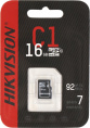 Карта памяти microSDHC UHS-I U1 Hikvision 16 ГБ, 92 МБ/с, Class 10, HS-TF-C1 STD /16G/ZAZ01X00/OD, 1 шт., без адаптера
