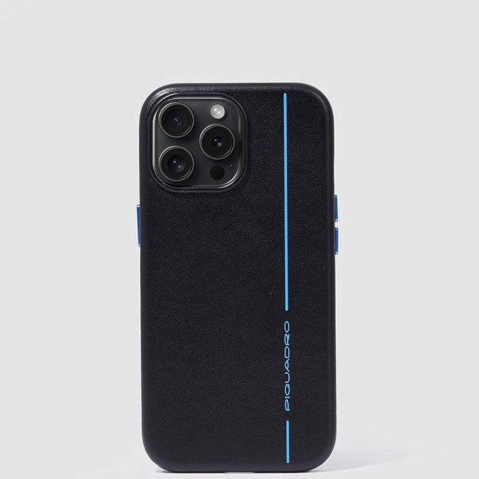 Чехол Piquadro для Apple iPhone 15 Pro Blue Square черный AC6438B2/N