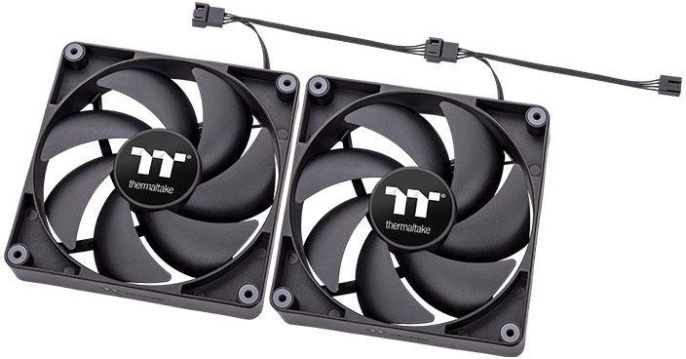 Вентилятор Thermaltake CT120 2шт, 120мм, 4-pin, 2000об/мин, 25.8 дБ, черный, Ret [cl-f147-pl12bl-a]