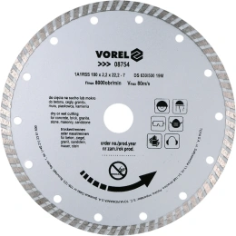 Диск отрезной алмазный по граниту (180х22 мм) VOREL 8754
