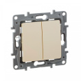 Выключатель Legrand Etika 2-клавишный, установка скрытая, IP20, слоновая кость [672302]