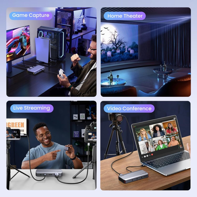 Карта видеозахвата UGREEN CM700 25173 HDMI 4Kx2K@60Hz Video Capture Card, серый