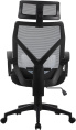 Кресло Cactus CS-MC414-BK, сетка/ткань, до 100кг, топ-ган, шарнирные подлокотники,  черный