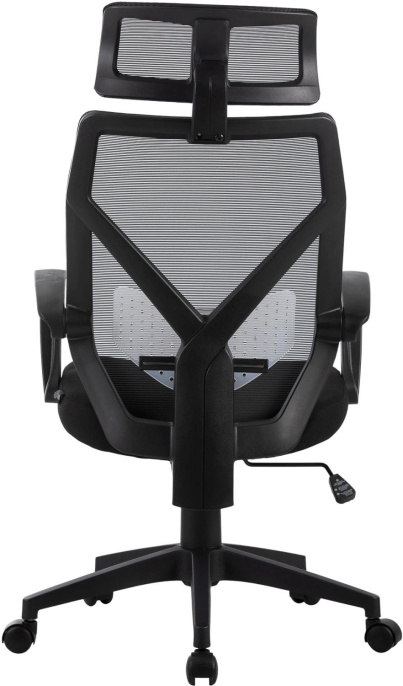 Кресло Cactus CS-MC414-BK, сетка/ткань, до 100кг, топ-ган, шарнирные подлокотники,  черный