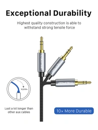 Аудиокабель CABLETIME CF12H (CT-AV311-P11RGN-SG1) 1 м, AUX стерео 3,5 мм (1/8") 90 градусов, медный, черный ПВХ нейлоновый