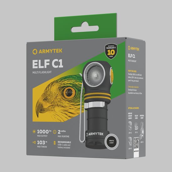 Фонарь Armytek Elf C1 USB-C Белый (F05003C)