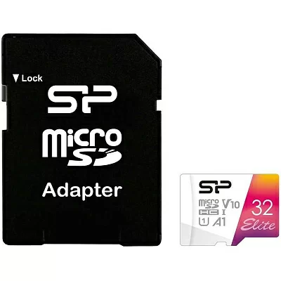 Карта памяти Silicon Power SP032GBSTHDU3V20SP microSDHC Memory Card 32Gb UHS-I U3 + microSD-- SD Adapter