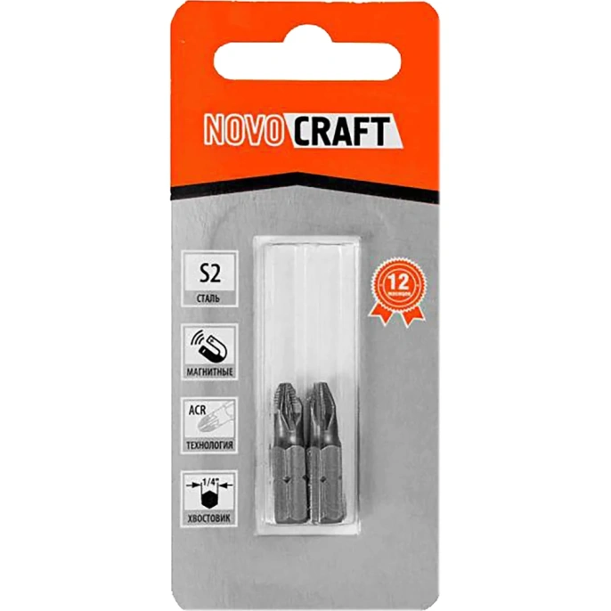 Биты (2 шт; PZ2; 25 мм; s2) NOVOCRAFT B43-11-0252G