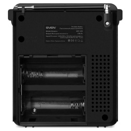 Радиоприемник SVEN SRP-355, черный мощность 3 Вт RMS , FM/AM/SW, USB, SD/microSD, фонарь, встроенный аккумулятор