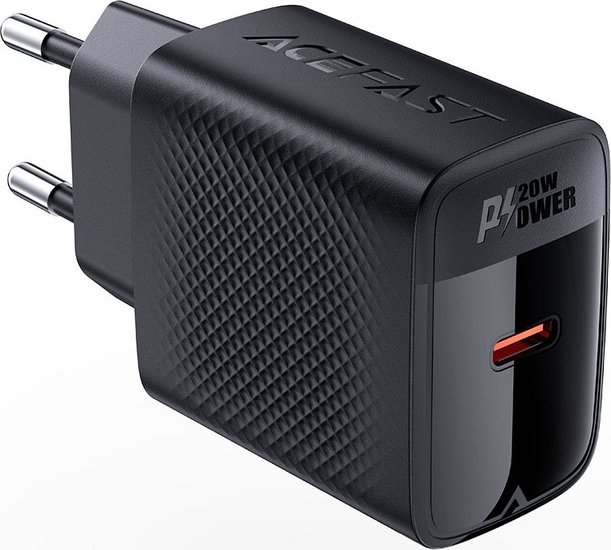 Сетевое зарядное AceFast A82 (черный) для телефонов/для планшетов, USB Type-C, 20 Вт, быстрая зарядка, без кабеля