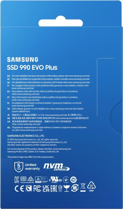 Накопитель SSD Samsung PCIe 4.0 x4 1TB MZ-V9S1T0B/AM 990 Evo Plus M.2 2280
