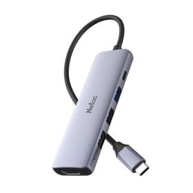 USB HUB Переходник Netac WF13 NT08WF13-30GR USB Type-A 3.0 x 1, USB Type-A 2.0 x 2, USB Type-С x 1, HDMI 4R@30Hz, Серебристый