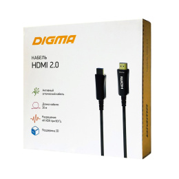 Кабель аудио-видео Digma HDMI 2.0 AOC, HDMI m - HDMI m , ver 2.0, 30м, GOLD, черный [bhp aoc 2.0-30]