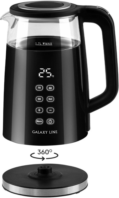 Чайник электрический GALAXY LINE GL 0342, 1.7л, стекло/пластик