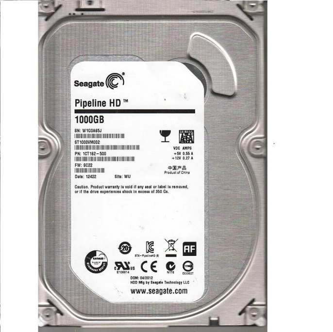 Жесткий диск HDD Seagate SATA3 1Tb Pipeline HD 5900 RPM 64Mb 1 year warranty replacement WD10EZRZ, WD10PURX, ST1000VX013, ST1000DM010 (ST1000VM002)