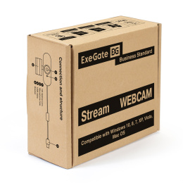 Веб-камера ExeGate Stream HD-4000 4K UHD AF T-Tripod 8Мп, 3840x2160, 30fps, H.264, автоматический фокус, защитная шторка, телескопический штатив Tripod Tele Ball, 4-линзовый объектив стекло , стерео микрофон с шумоподавлением, EX287383RUS