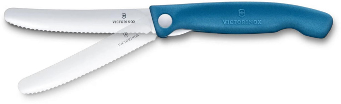 Нож кухонный Victorinox Swiss Classic 6.7832.FC1, универсальный, для овощей, 110мм, заточка серрейтор, стальной, синий